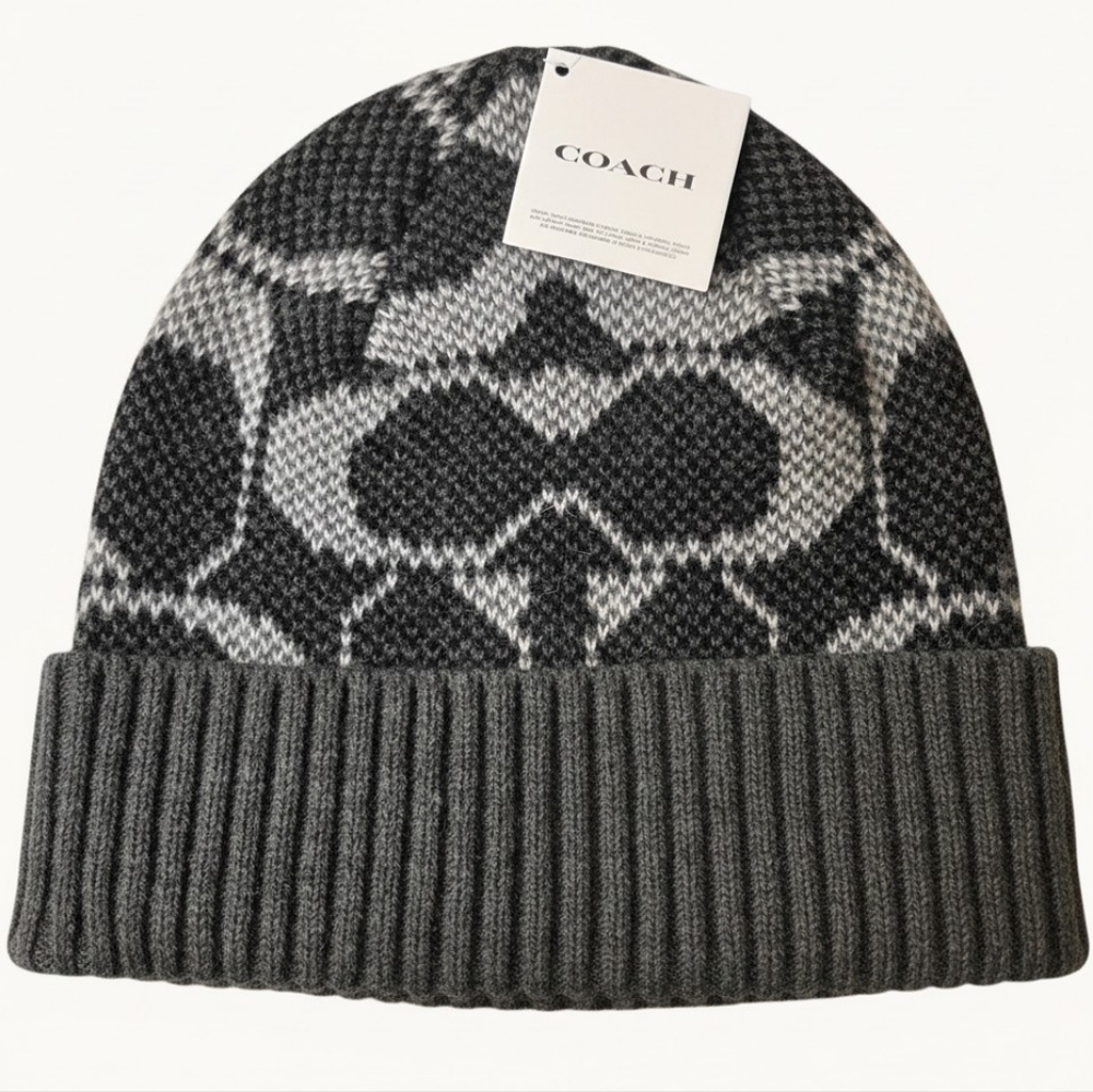 NWT Coach Signature C Jumbo Knit Beanie Hat Wool and Alpaca